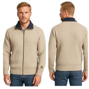 Windfjord Men’s Pure New Wool Zip Jacket Fleece Collar Small  F238
